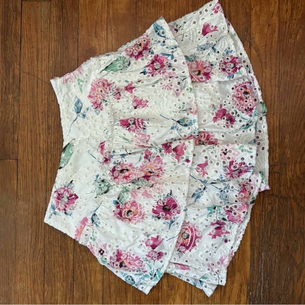 Showpo White Skirt with Pink and Green Floral Design